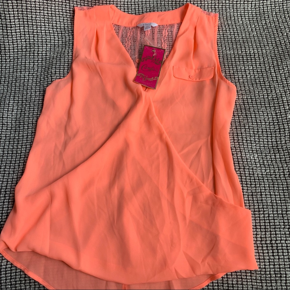**DONATED**  Candie's orange sleeveless wrap front top